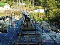 発電所えん堤の通路吊橋（改修）その1。豊田市